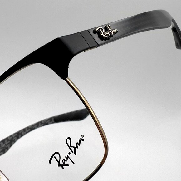 Ray Ban RB 8416 3014 Eyeglass Frames Carbon Black Gold Square 55-17-145 $224 - Picture 4 of 12